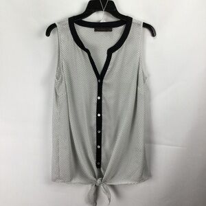 The Limited Black and‎ White Sleeveless Tie-Front Blouse womens size S